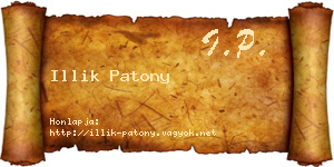 Illik Patony névjegykártya
